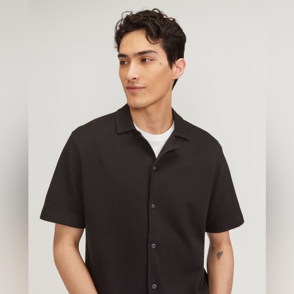 Everlane The Pique short sleeve shirt knit camp collar button down Men Sz L NWT - Picture 3 of 12